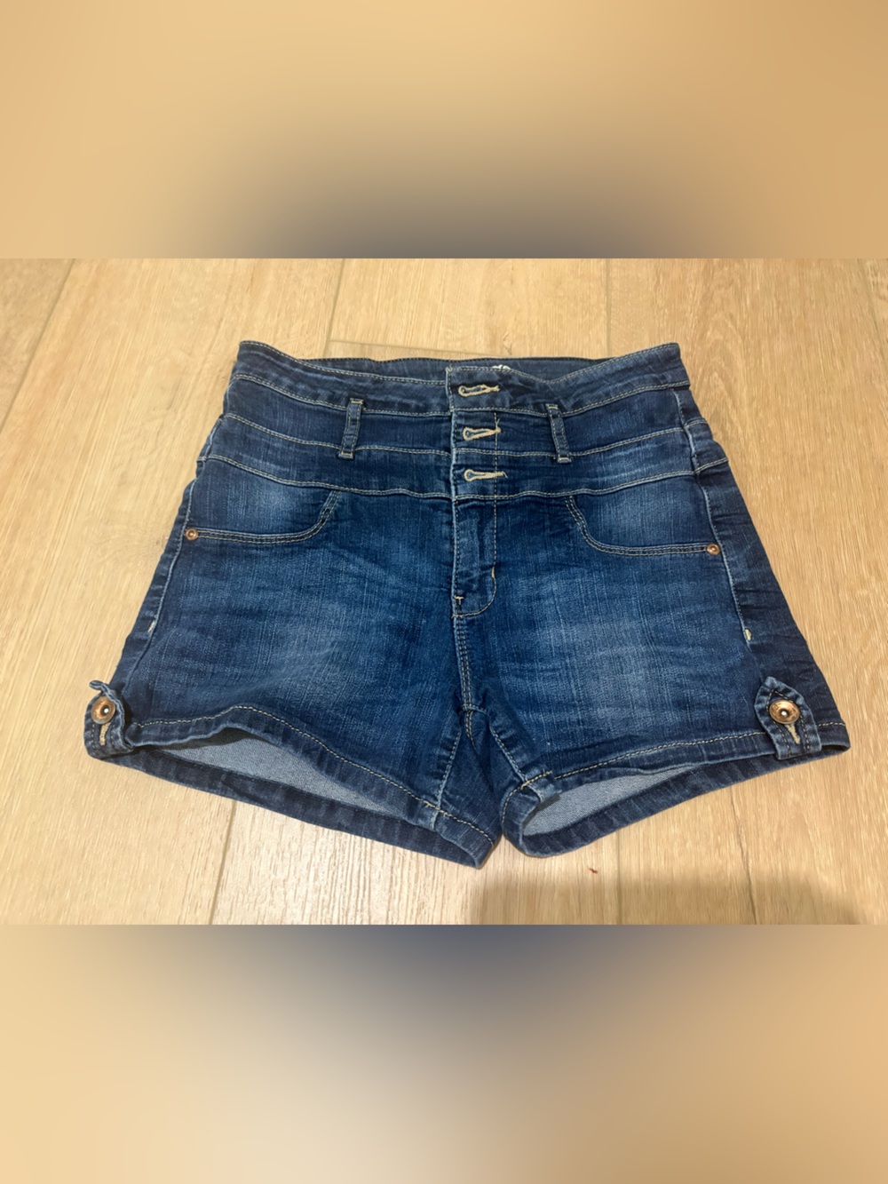 refuge Dark Blue High-Waist Denim Shorts
